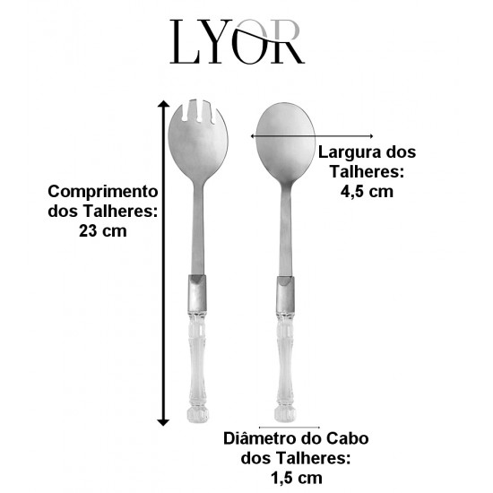 Jogo 2 Peças Para Salada 23,2cm De Aço Inox Com Cabo De Acrílico